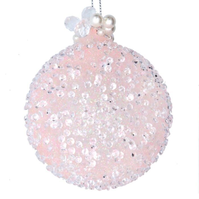 Gisela Graham Pale Pink Beaded Glass Ball